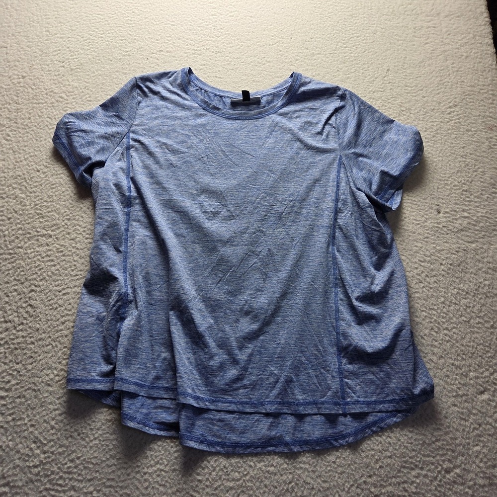 Karen Scott Sport Shirt Womens Plus 3X Blue Crew Neck Short Sleeve Stretch Top